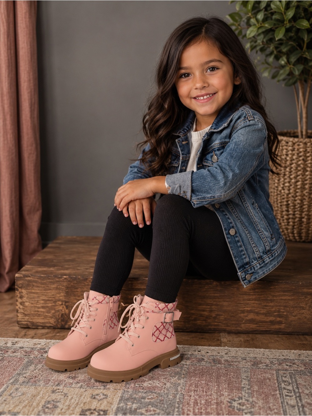 Jessica Simpson Youth Girls Pink Quilted Sequin Ankle Boots NWOT